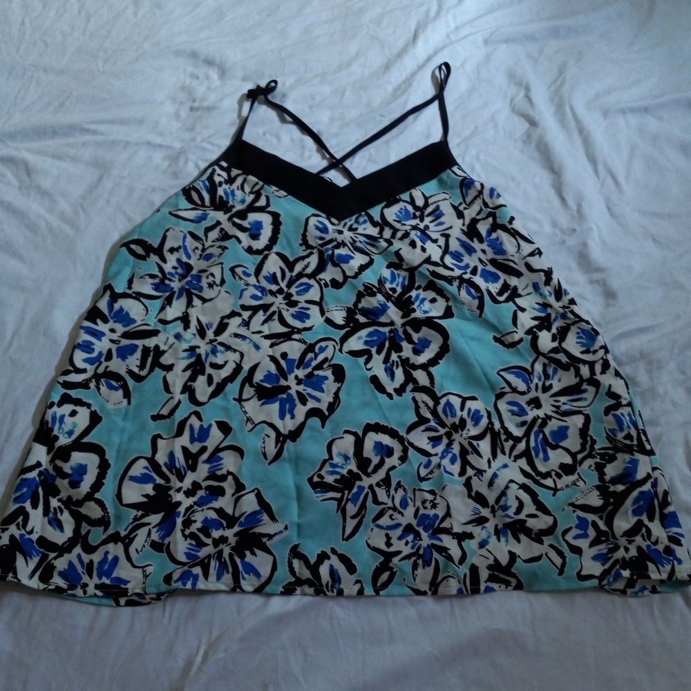 Blue Floral Dressy Tank—Romeo & Juliet Couture